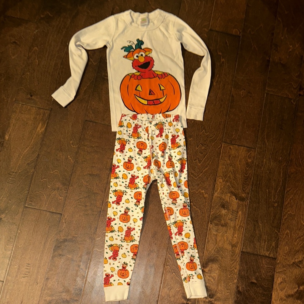 Kids Halloween PJ Set with Elmo and Pumpkin Design